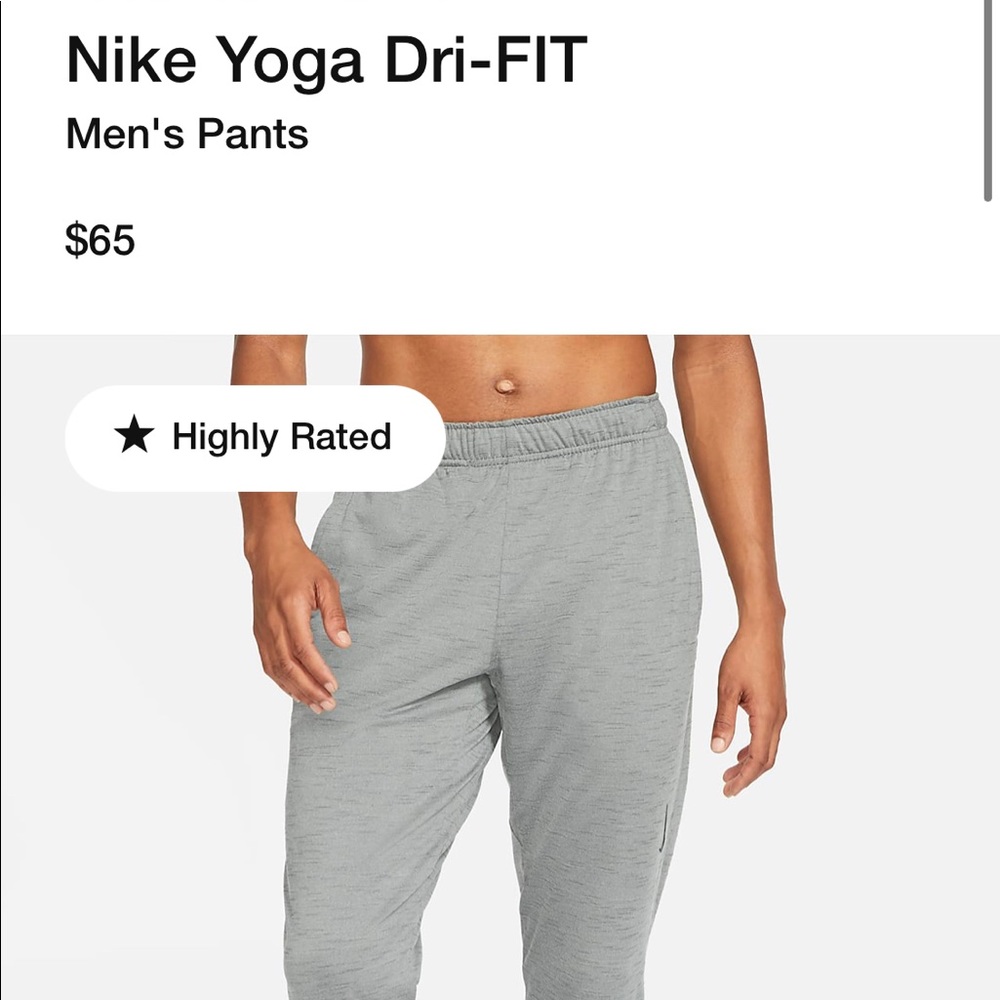 Men’s Nike Grey Dri fit Yoga Pants. Size medium. Only worn once